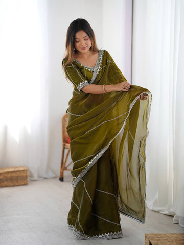 Luxury Wine JMC Silk Saree with Sequin Embroidery and Designer Blouse for Wedding Guest