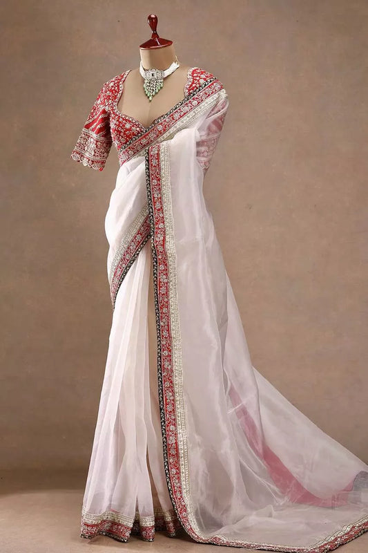 Tibby Silk Saree with Sequence Work for Women | Party Wear & Wedding Saree with Blouse | House of Saavi