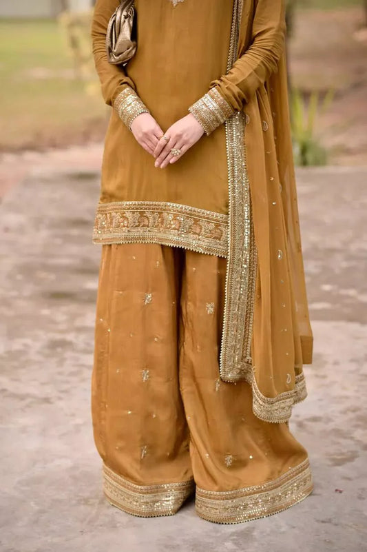 Mul Chanderi Suit Set for Women with Dupatta | Festive & Party Wear Palazzo Suit | House of Saavi