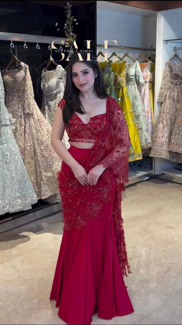 Ready to Wear Lehenga Saree for Women with Blouse | Party Wear & Wedding Outfit | House of Saavi