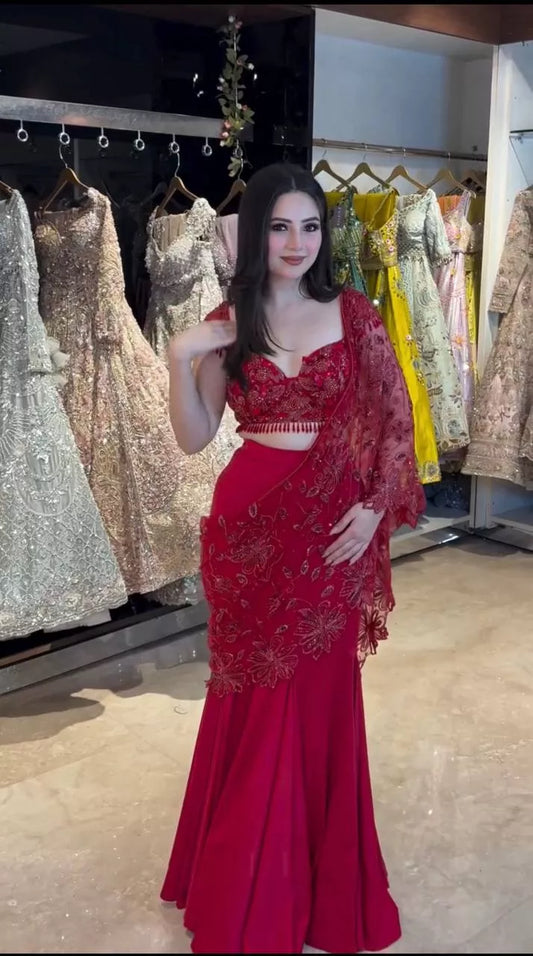 Ready to Wear Lehenga Saree for Women with Blouse | Party Wear & Wedding Outfit | House of Saavi